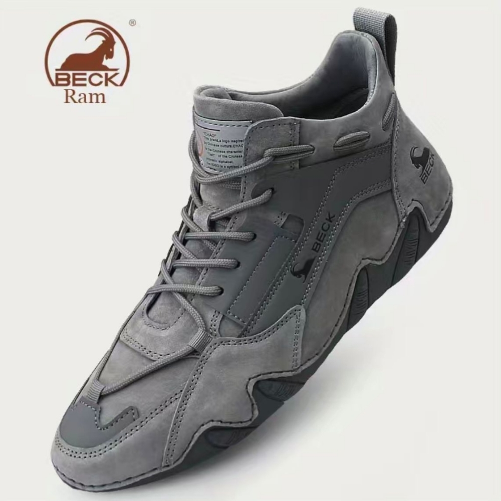 Mens Leather High Top Non Slip Casual Shoes Outdoor Boots motorcycle shoes sneak